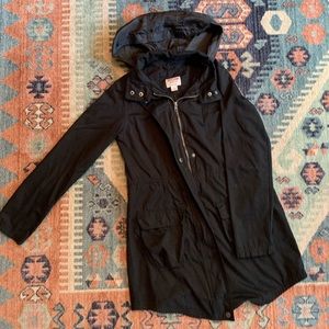 Mossimo rain coat with optional hood, size small